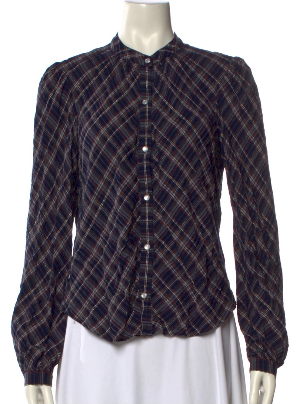 VERONICA BEARD $380 • 19” PTP • plaid button up blouse western coastal cowgirl - Picture 2 of 8